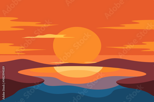 sunset in the sea
