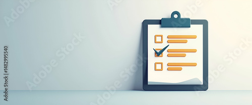 Photo realistic as Checklist icon with copy space for infographics concept as An infographic ready checklist icon with copy space designed to convey complex information and task management insights in