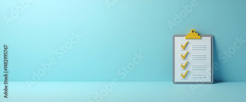 Photo Realistic Checklist Icon: A Versatile Design with Ample Space for Text and Graphics, Ideal for Illustrating Comprehensive Readiness Plans and Task Management Frameworks in Stock Photography