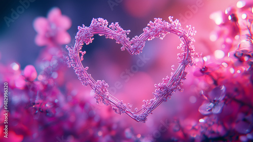 Romantic Floral Heart in Dreamy Pink Wonderland