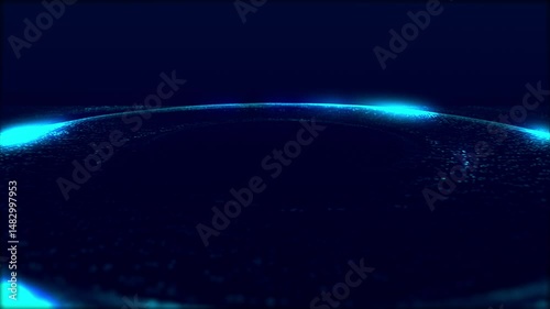 Abstract circular particle wave. Sound waves vibration. Futuristic dot wave. Abstract technology background. Big data visualization. 3d rendering. 4k animation
