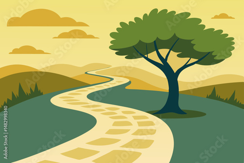 landscape with road and trees