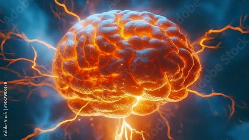 Illuminating the intellect a vivid portrayal of a brain radiating energy and thought