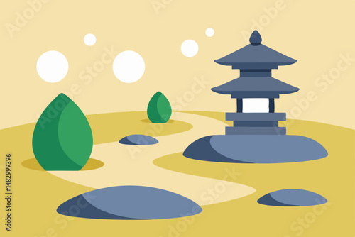 zen garden with zen stones