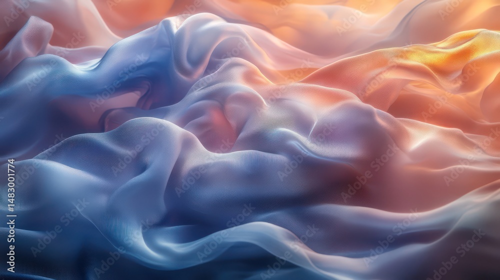 Obraz premium Glowing spirals and soft pastel waves form a dreamy, radiant abstract landscape.