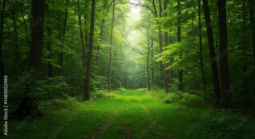 Obraz premium Lush green forest path