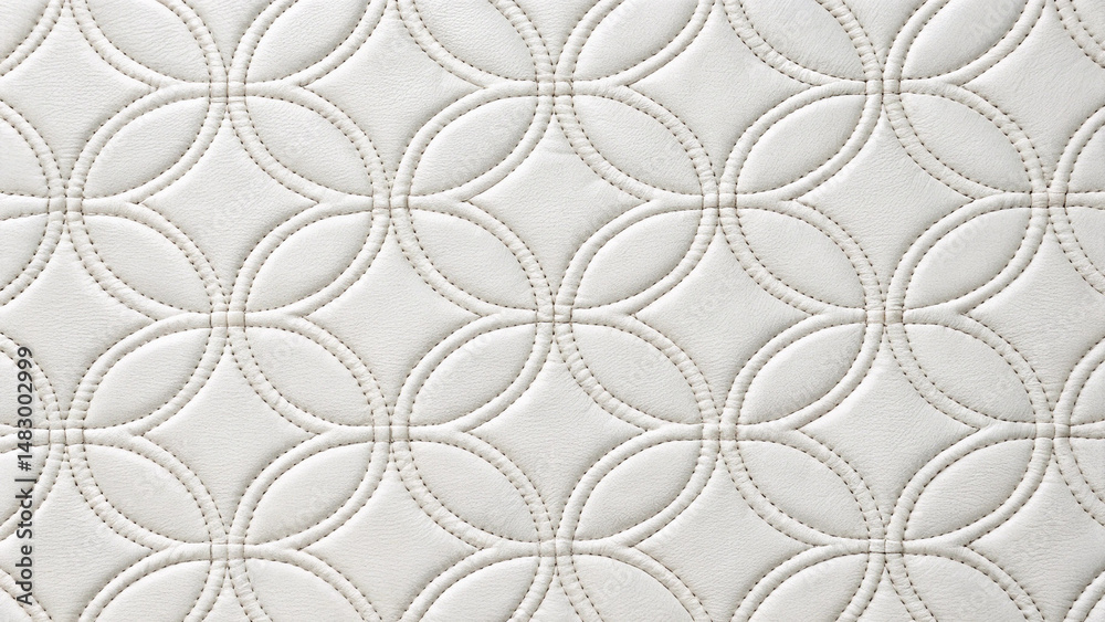 Fototapeta premium Close up of a white leather quilted geometric pattern texture