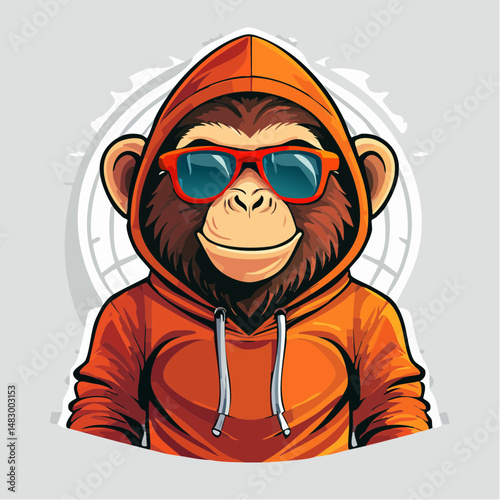 Cool monkey mascot in hoodie, vector art