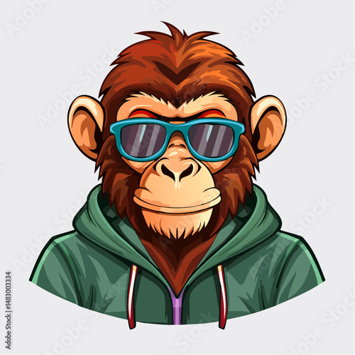 Cool monkey mascot in hoodie, vector art