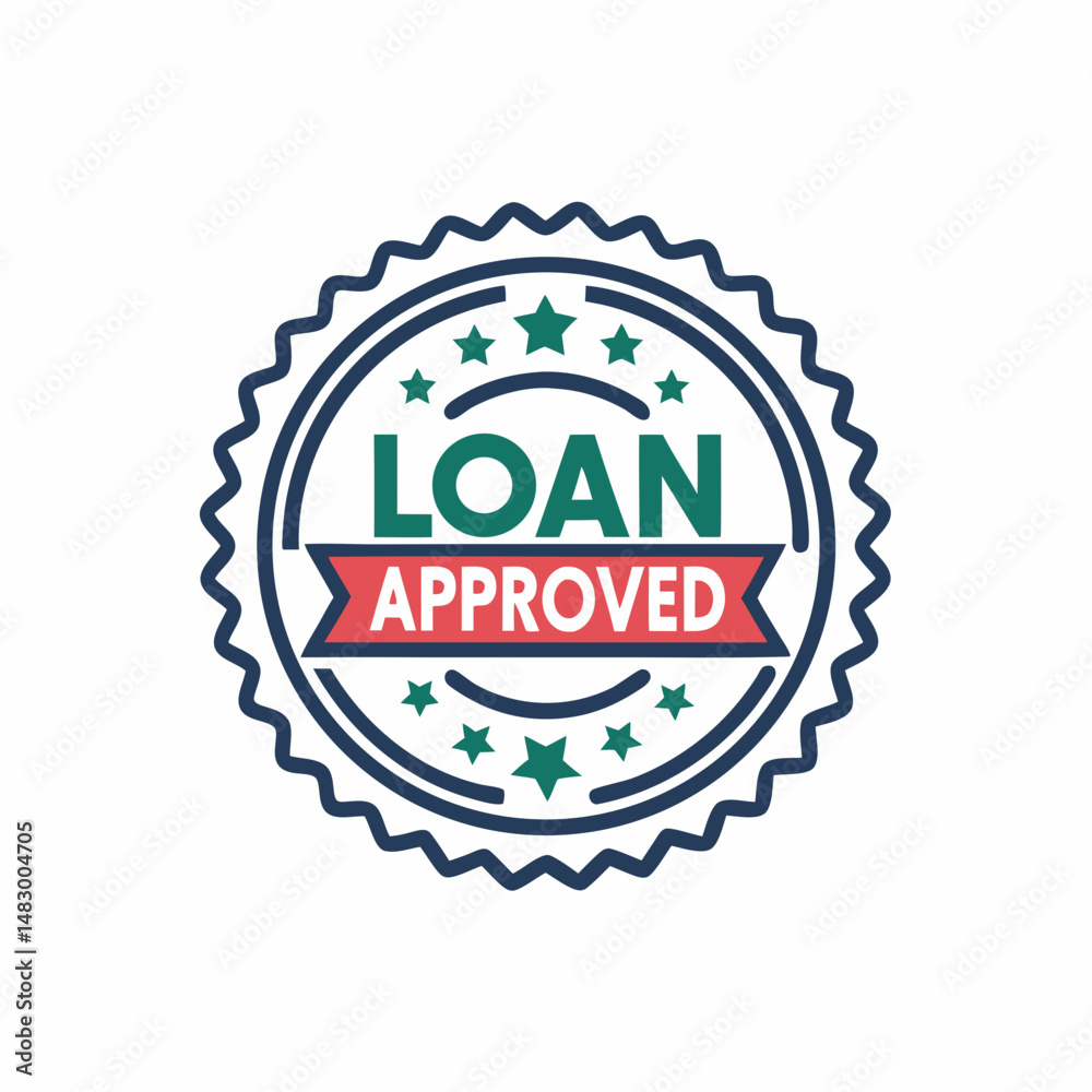 Obraz premium Design a bold, vector illustration of a loan approval stamp, featuring strong lines and a clear, easily readable 