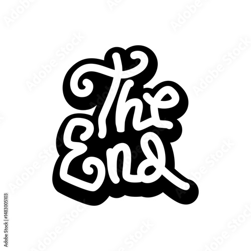 Bold Handwritten 'The End' Text Graphic on Black White Background
