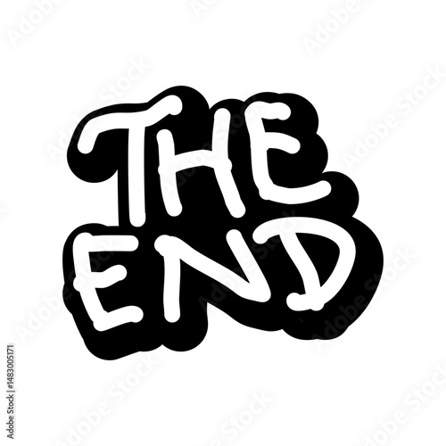 Bold Handwritten 'The End' Text Graphic on Black White Background