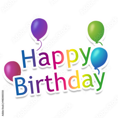 Canvas Print happy birthday card with balloons
