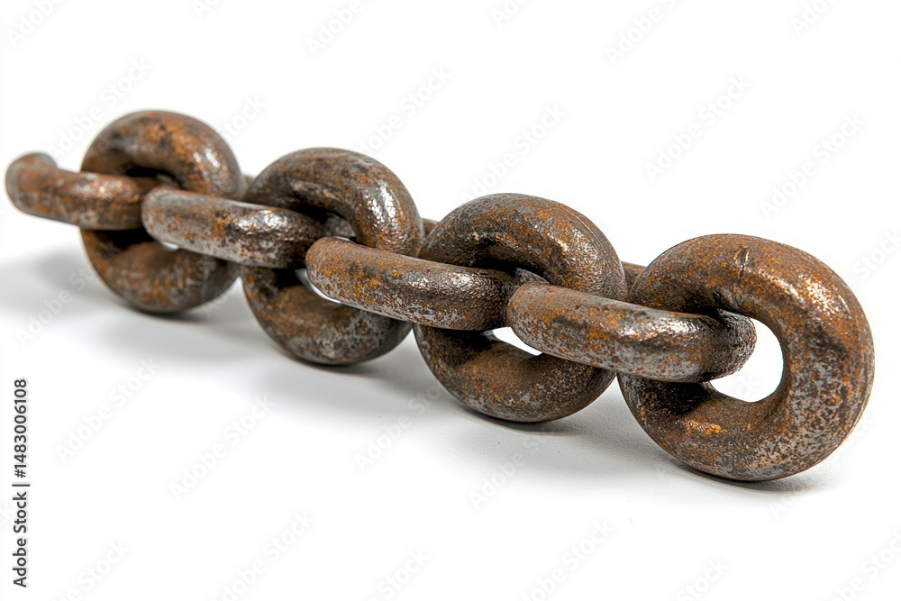 Obraz premium Rusty chain. Close-up view, on white background