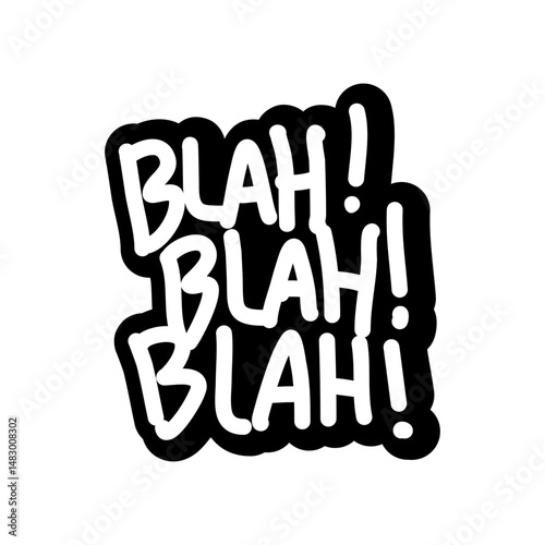 Monochromatic Typographic Artwork Featuring Repeated Interjection Word 'Blah'