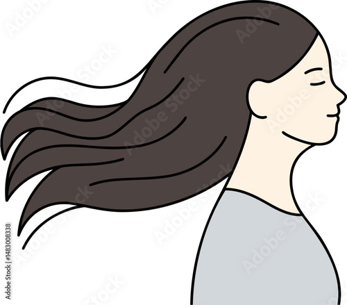 날리는 머리칼 여