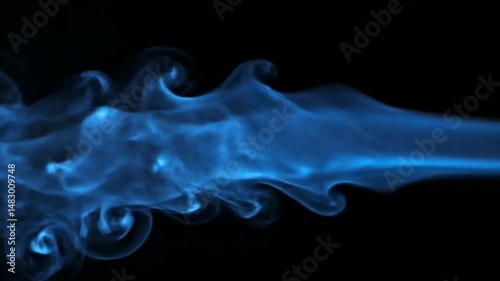 Mesmerizing Blue Smoke Flowing Against a Black Backdrop in 4K Resolution for Visual Effects