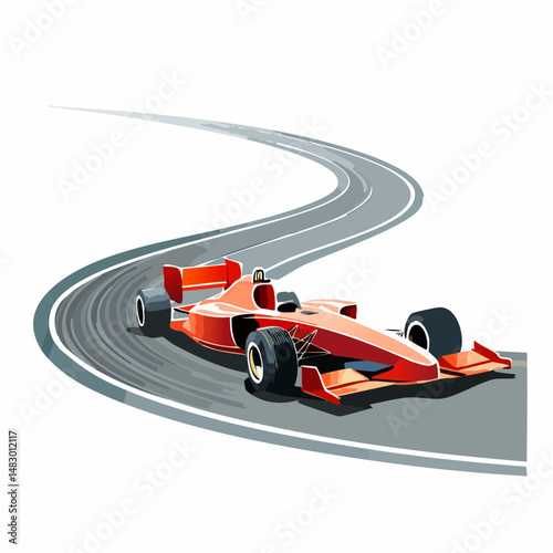 Formula 1 Car Zooming Around a Sharp Turn on a Race Circuit