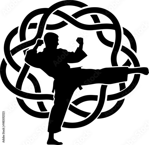 Martial Arts Stance Silhouette