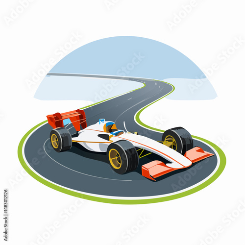 Formula 1 Car Zooming Around a Sharp Turn on a Race Circuit