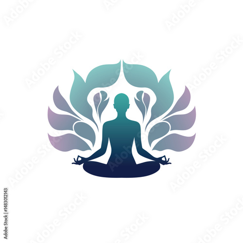Yoga Day Illustration with Yoga Poses Meditation Floral Elegant Vector 