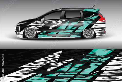 Stylish car wrap design featuring dynamic patterns (1)
