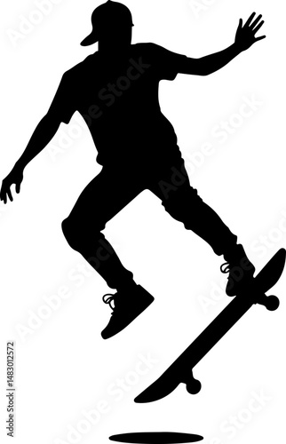 Skateboarder Jumping Silhouette