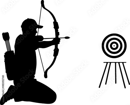 Archery Target with Arrows Silhouette