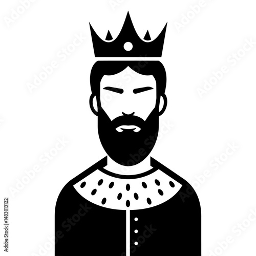 Majestic King A regal portrait illustration of a bearded king wearing a crown