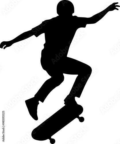 Skateboarder Jumping Silhouette