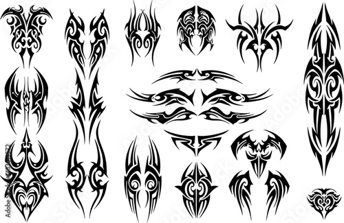 Collection of Tribal Tattoo Designs Black Ink Art