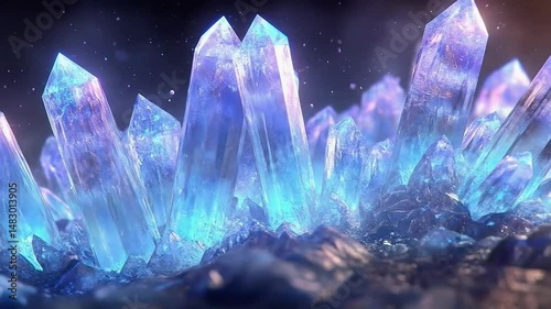 Mesmerizing Close-Up View of Crystalline Formations with Subtle Blue and Purple Hues in 4K