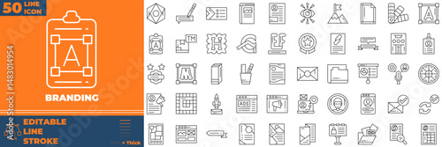 Branding Line Editable Icons set. Vector illustration in modern thin line style of branding icons: marketing, product, brand value, etc