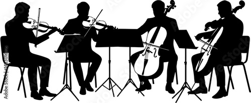 String Quartet Elegant Silhouette of Musicians Playing Classical Music