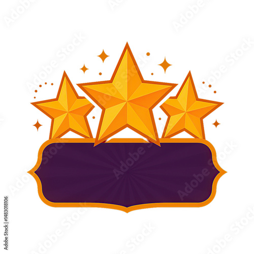 Award Badge with Golden Stars