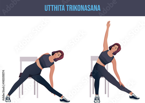 chair exercise,Utthita Trikonasana.