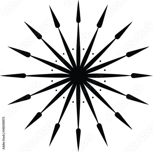Classic Black Firework Explosion Silhouette for Festive Designs