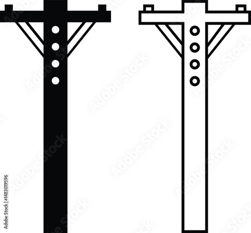 Electricity tower power supply pole icon Power utility transmission symbol