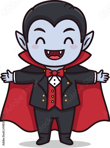 Adorable Cartoon Vampire Illustration Happy Halloween Character Design
