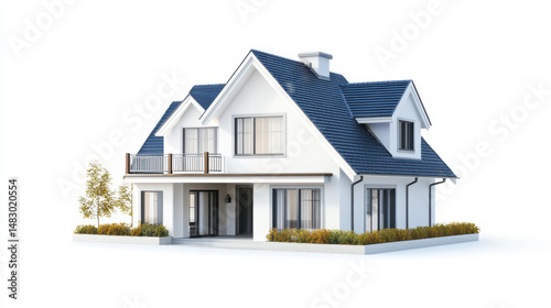 Fototapeta Naklejka Na Ścianę i Meble -  Architecture 3d rendering illustration of modern  house isolated on white background