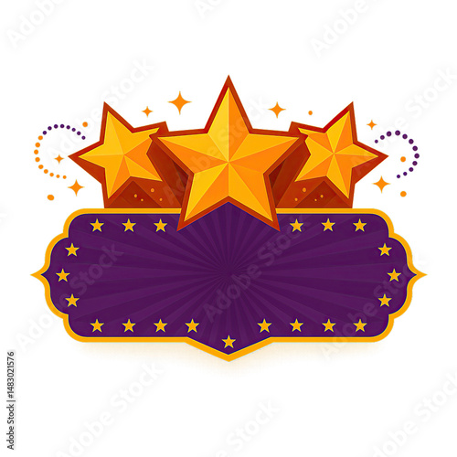Gold Stars Award Banner elebration background transparent