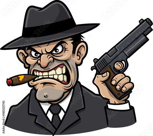 Angry Gangster Cartoon Character Illustration