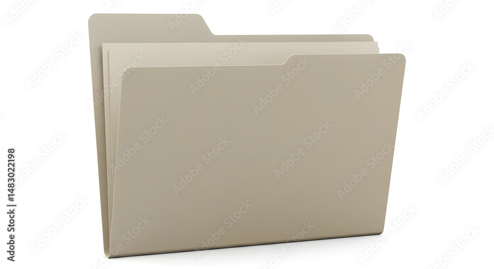 Tan File Folder With Beige Documents Isolated On White Background For Business Information Tan File Folder With Beige Documents Isolated On White Background For Business Information