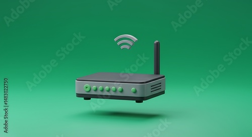 Sleek Router: Minimalist 3D Modem with Wifi Signal