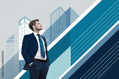 Design a professional business vector featuring a bold diagonal line, incorporating modern corporate elements and a clean, minimalist aesthetic.