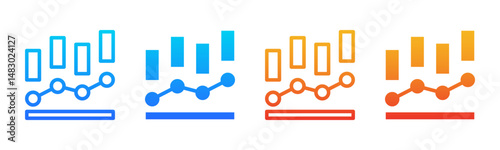 Statistics icon sheet multiple style collection
