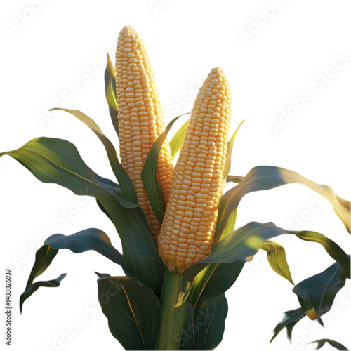 corn cob on the cob isolated on white and transparent background. PNG cutout. corn cob, corn on the cob, sweet corn, isolated corn, corn cob isolated, corn PNG, cutout corn, transparent background,