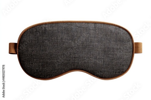 Dark gray sleep mask with brown trim. Perfect for blocking out light for a restful night's sleep.