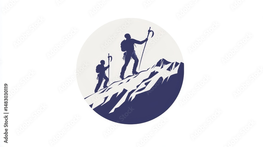 A simple, circular logo showing climbers with ice axes.
A simple, circular logo showing climbers with ice axes.