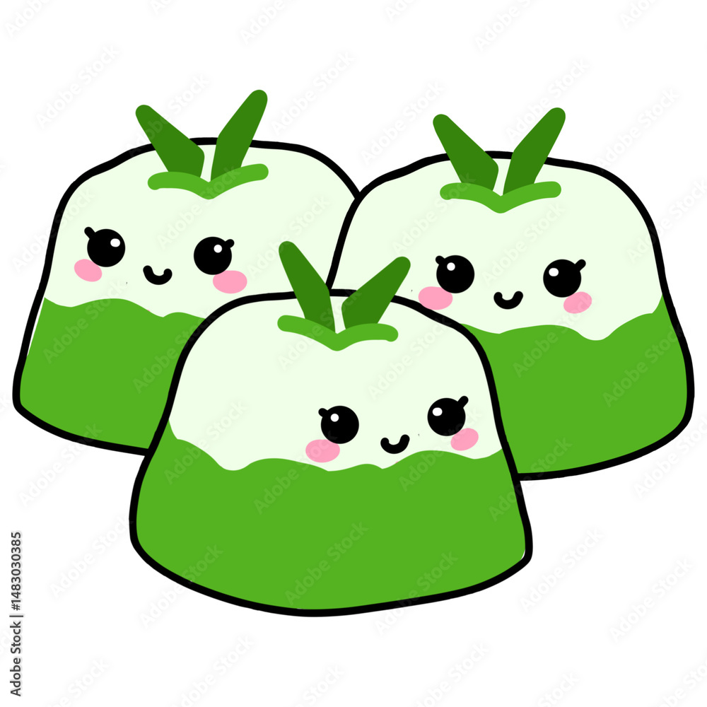 Naklejka premium Cute kawai cakes